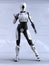 3D rendering of a female android robot posing