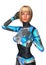 3D Rendering Female Cyborg on White