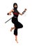 3D Rendering Female Ninja on White