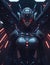 3D rendering of a female robot in futuristic space with neon lights