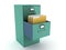 3D Rendering of file cabinet with folders in it