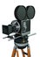 3D Rendering Filmmaker Movie Camera on White