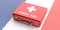 3d rendering first aid kit on France flag background