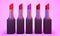 3d rendering five shades of lipstick