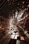 3D Rendering. Flight in abstract sci-fi tunnel. Futuristic motion graphics, high tech background