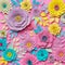 3d rendering, floral background, paper art flowers, botanical pattern, pastel candy colors, vibrant palette