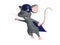 3D rendering of a flying cartoon mouse dressed as a super hero