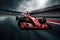 3D rendering of a formula 1 race car with fast motion blur, Ferrari F1 on the track. Sport car racing formula one in race track,