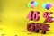 3d rendering of Forty Percent Off, Different Ballon Color and Yellow Theme