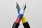 3D rendering Fountain pen Ukraine and Russia flag pattern color, Diplomacy and Press crisis war concept design illustration