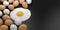 3d rendering fried egg among eggs