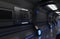 3D rendering futuristic Spaceship black interior with tunnel,corridor, futuristic ,machine