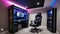 3D rendering of a gaming room in neon light