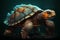 3D rendering of a giant tortoise isolated on dark background.