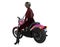 3d rendering of girl rider on motorcycle