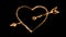 3D rendering glow effects of the contour of a heart pierced by an arrow of cupid on a black background. Neon design elements