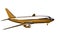 3d rendering of a golden airplane on isolated on a white background