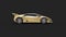 3d rendering of a golden sports car isolated in black background
