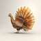 3d rendering of a golden turkey on a white background