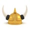 3D Rendering of golden viking helmet
