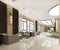3d rendering grand luxury hotel reception hall and sales condominium center