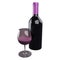 3D rendering grape wine bottle and glass on white background