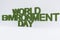3d rendering of green grass WORLD ENVIRONMENT DAY text on white background