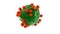 3D rendering of a green micro-organism in the environment of the red viruses. The idea of protecting the body`s immune system.