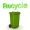 3D Rendering of green recycling trash bin