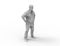 3d rendering of a grey 3d scanned person standing in white studio background