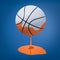 3d rendering of a grey basketball which has been dipped in orange paint which is still dripping down and forming a
