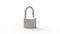 3d rendering of a grey padlock isolated in white studio background