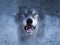 3D rendering of a grey wolf growling in snow