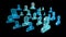 3D rendering group of icon blue people