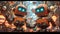 3D rendering of a group of robot in a futuristic setting. Generative AI