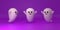 3d rendering of Halloween ghosts isolated on purple background. White cute ghost for 31 October Halloween theme