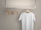 3D rendering of hangers for clothes with a white blank T-Shirt