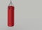 3d rendering. hanging red punching bag with copy space gray background