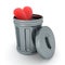 3D Rendering of heart in retro garbage can