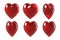 3d rendering in hearts, heart shape in different rotation, red hot sexy color, Valentineâ€™s Day.