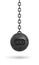 3d rendering of a heavy black wrecking ball with a word DEBT on its body hanging on a chain.