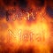 3D Rendering of Heavy Metal Typography with Steel Honeycomb Grid on Fire Background