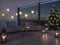 3d rendering. home with christmastree in modern apartment. 2. advent.