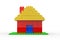 3d rendering of house made with plastic toy blocks