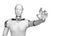 3d rendering humanoid robot thinking and Select something robot point object on white background