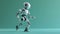 3d rendering humanoid robot walking isolated on green background with clipping path Generative AI
