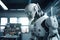 3d rendering humanoid robot working in modern office, future technology concept, AI Generated