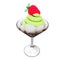 3d rendering ice cream in a glass icon. 3d render apple ice cream with strawberries icon