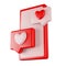 3d rendering icon red mobile phone with messages heart emoji icon