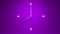 3D rendering of an illuminated purple clock showing eight o'clock